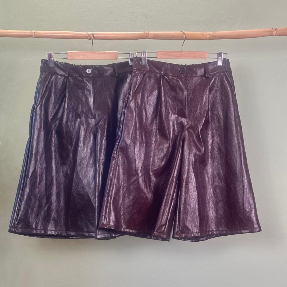 Faux Italian Leather Bermuda Shorts